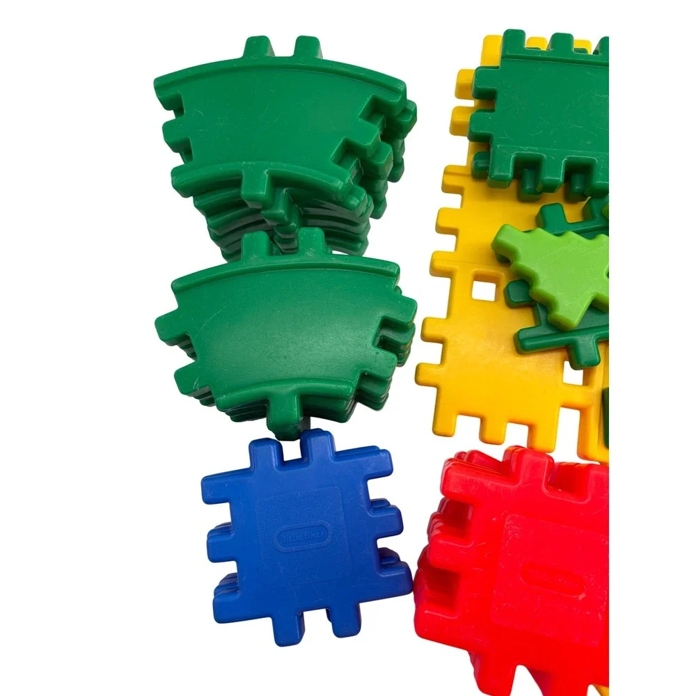 Vtg 1980s/1990s Little Tikes Wee Waffle Blocks Bridge & Roadways Lg Lot of 53